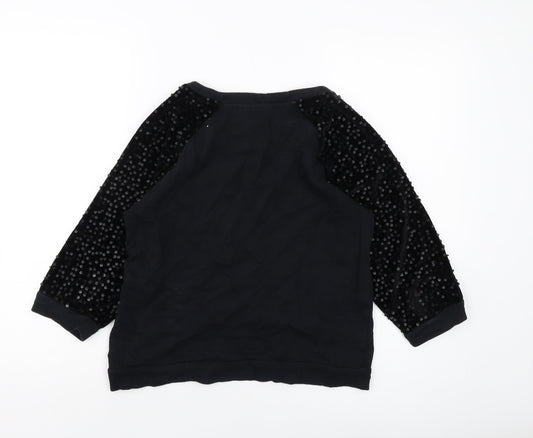 French Connection Womens Black Cotton Pullover Sweatshirt Size S Pullover