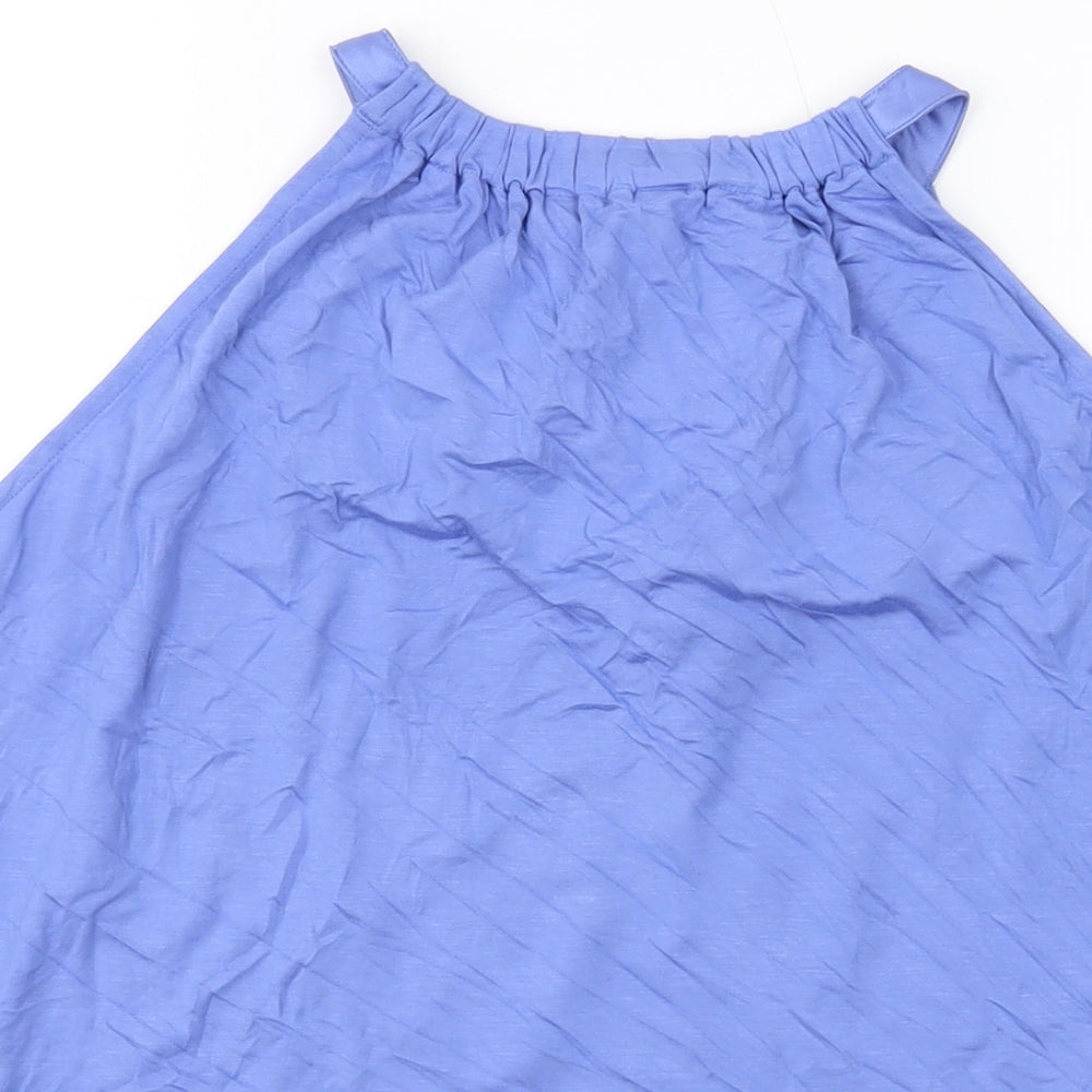 Marks and Spencer Womens Blue Viscose Basic Tank Size 14 Round Neck