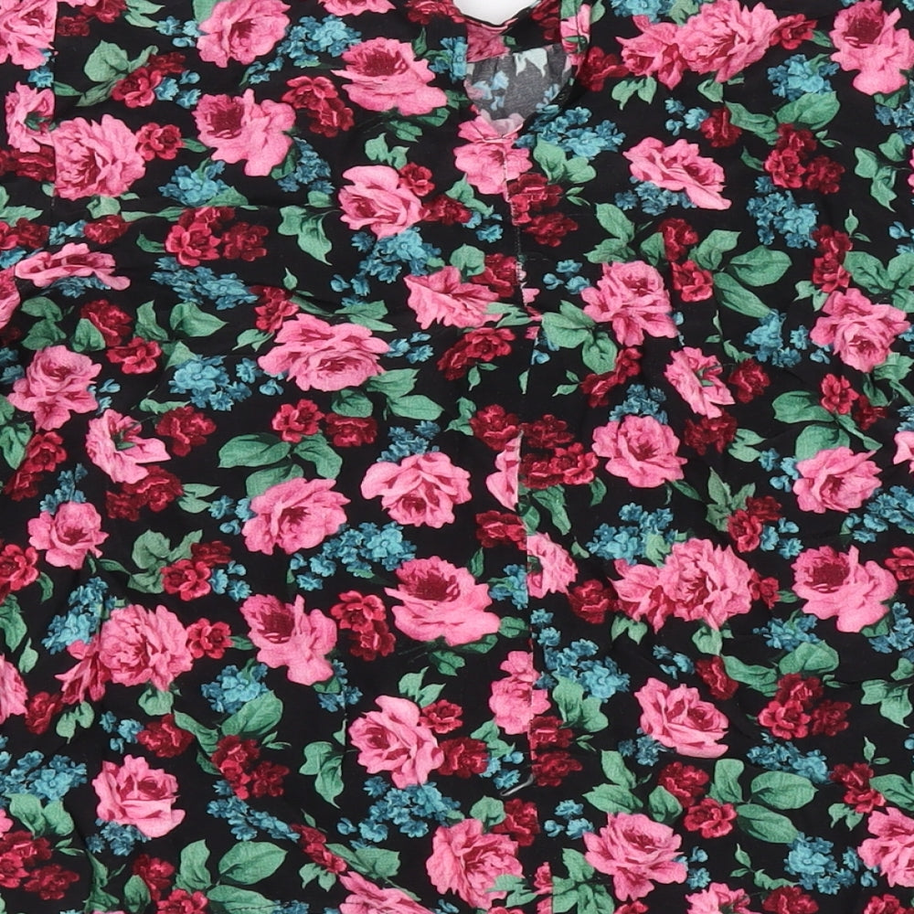 Nobody's Child Womens Multicoloured Floral Viscose Basic Blouse Size 10 Round Neck