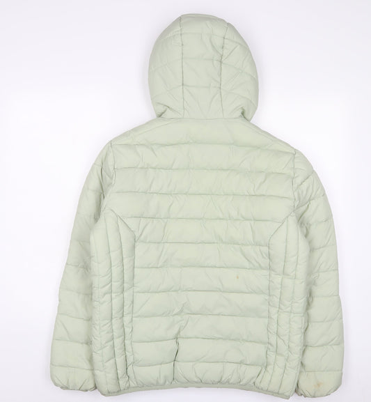 US Polo Assn. Womens Green Puffer Jacket Coat Size 14 Zip