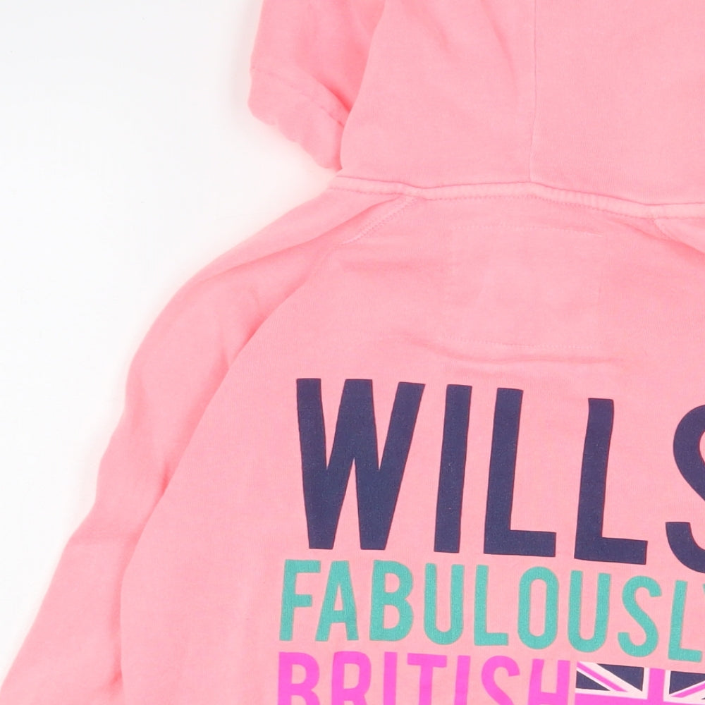 Jack Wills Womens Pink Cotton Full Zip Hoodie Size 12 Zip