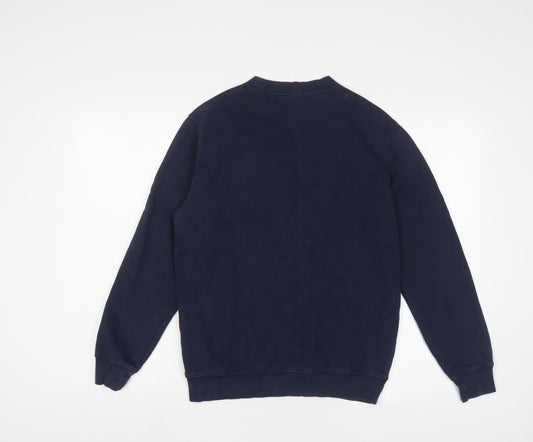 Cotton Traders Mens Blue Cotton Pullover Sweatshirt Size S - Logo, Embroidered
