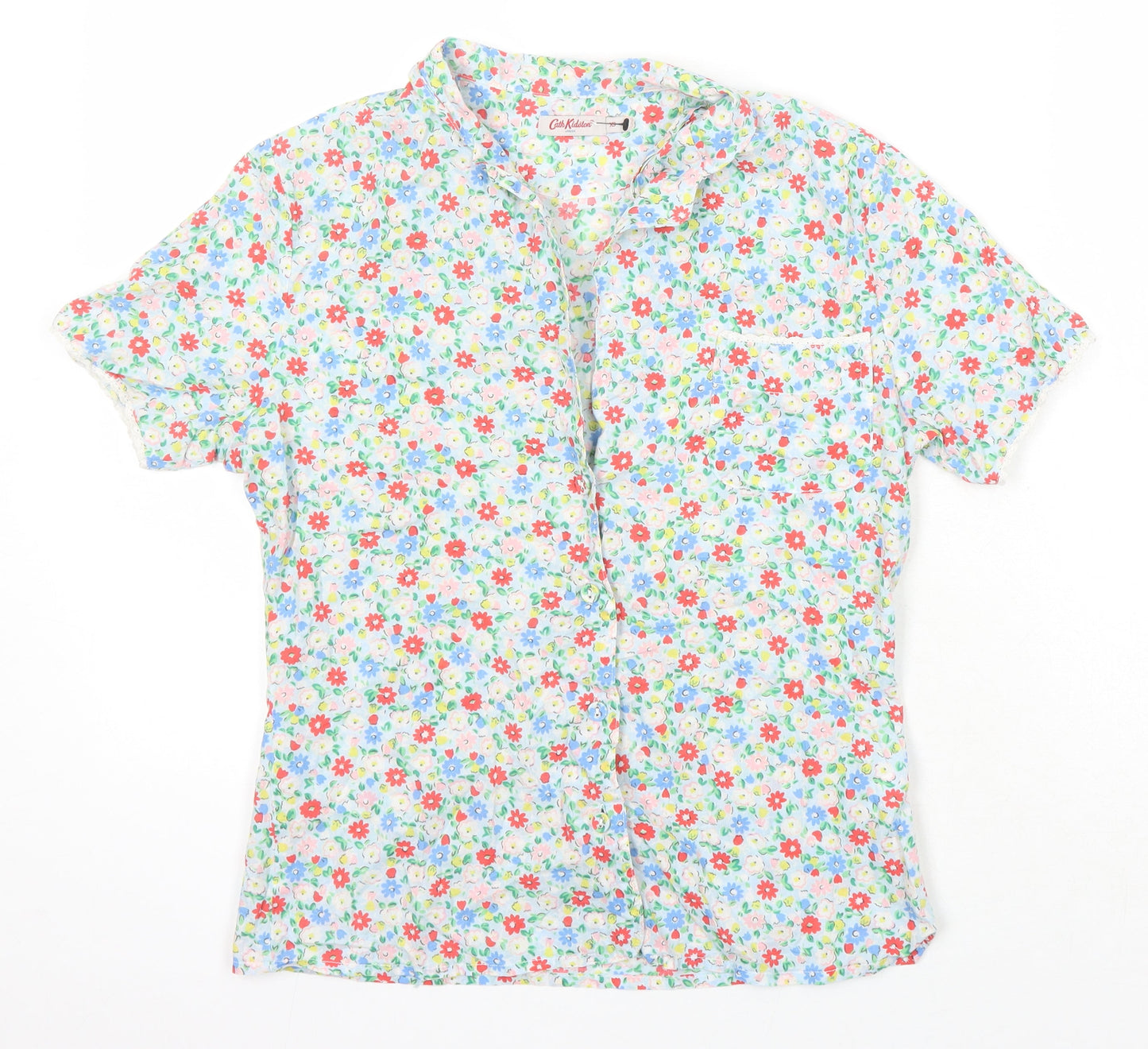 Cath Kidson Womens Multicoloured Floral 100% Cotton Basic Blouse Size XS Collared