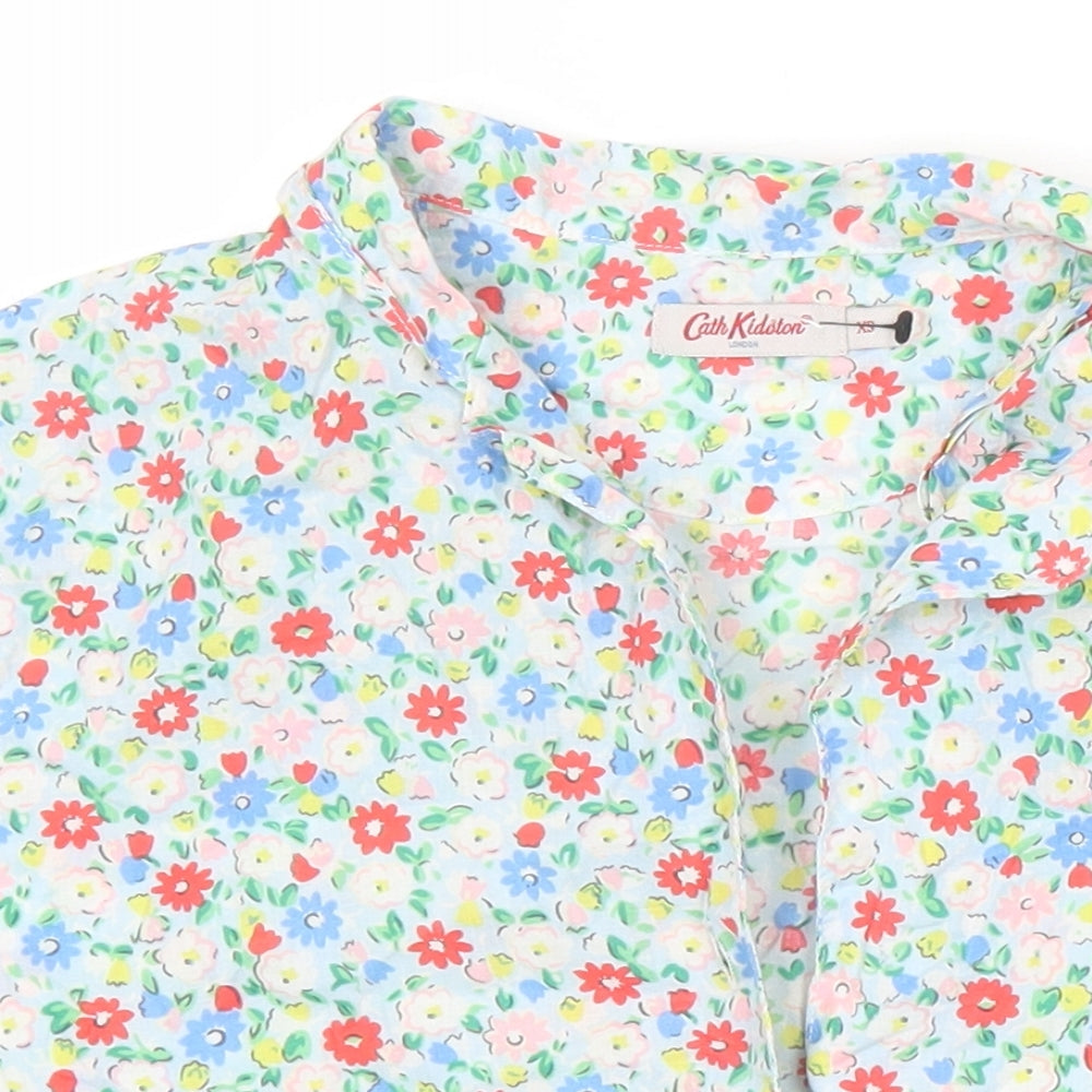 Cath Kidson Womens Multicoloured Floral 100% Cotton Basic Blouse Size XS Collared