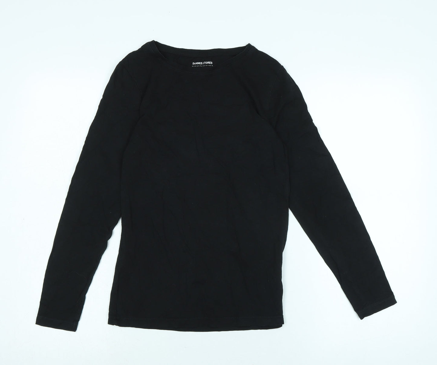 Dunnes Stores Womens Black Cotton Basic T-Shirt Size S Crew Neck