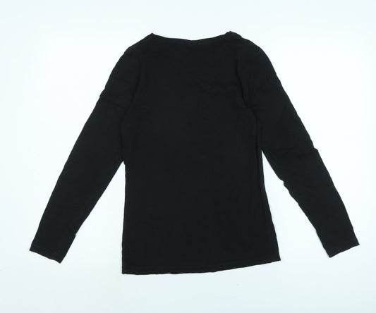 Dunnes Stores Womens Black Cotton Basic T-Shirt Size S Crew Neck