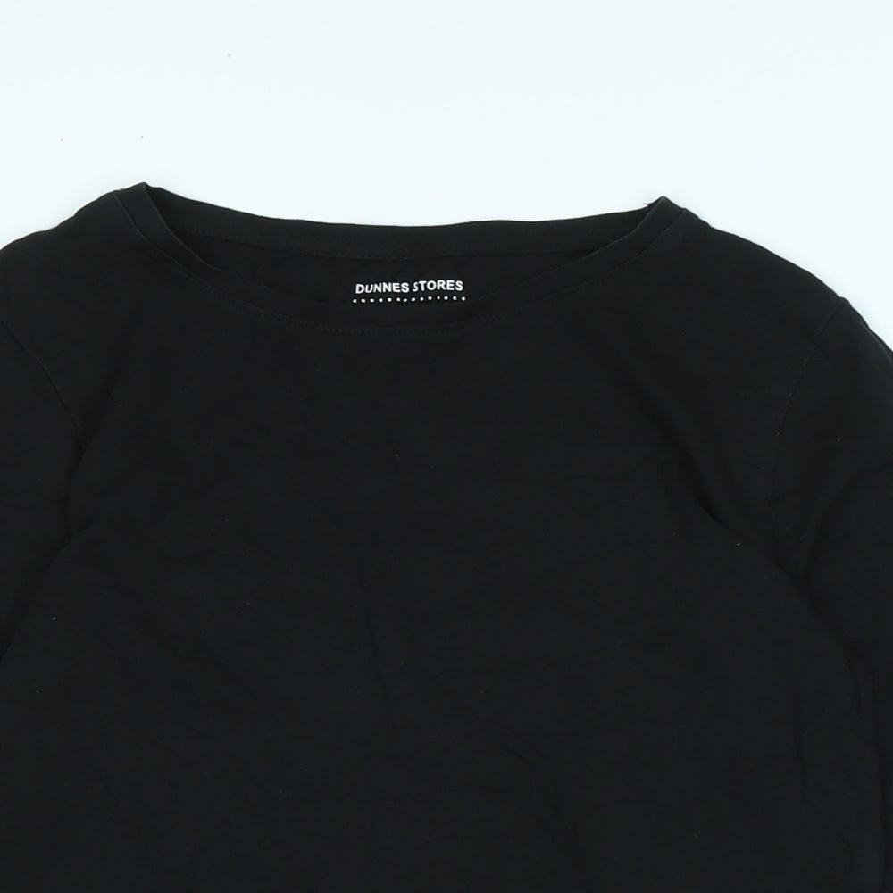 Dunnes Stores Womens Black Cotton Basic T-Shirt Size S Crew Neck