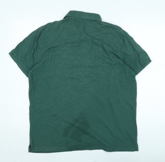C&A Mens Green Cotton T-Shirt Size L Collared