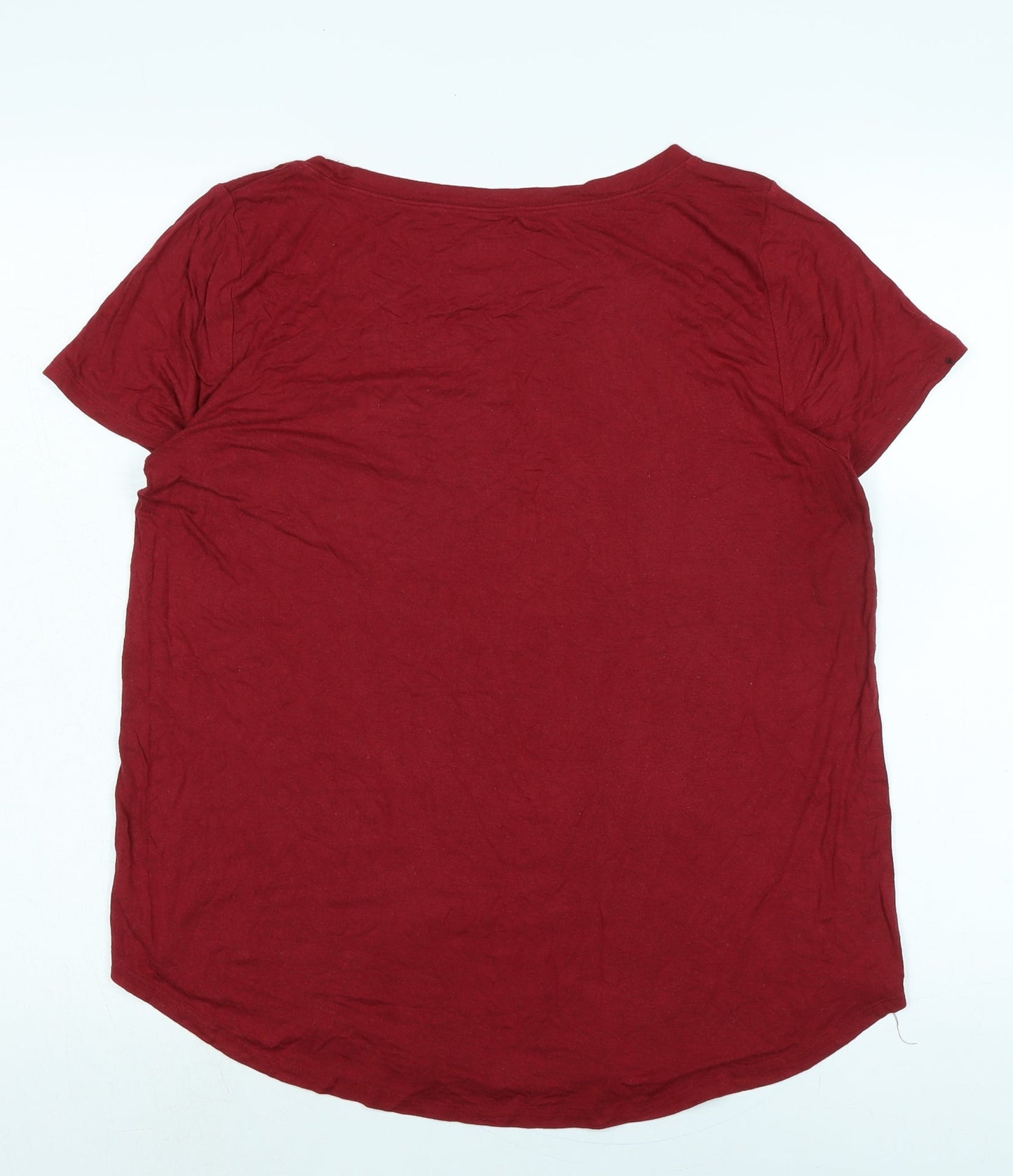 Hollister Womens Red Cotton Basic T-Shirt Size M Scoop Neck