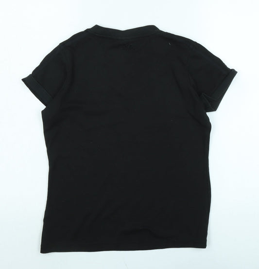 Womens UK Size 10 Lonsdale Black Cotton T-Shirt