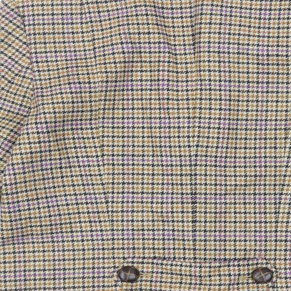 Prét-á-Porter Womens Beige Geometric Jacket Blazer Size 8 Button