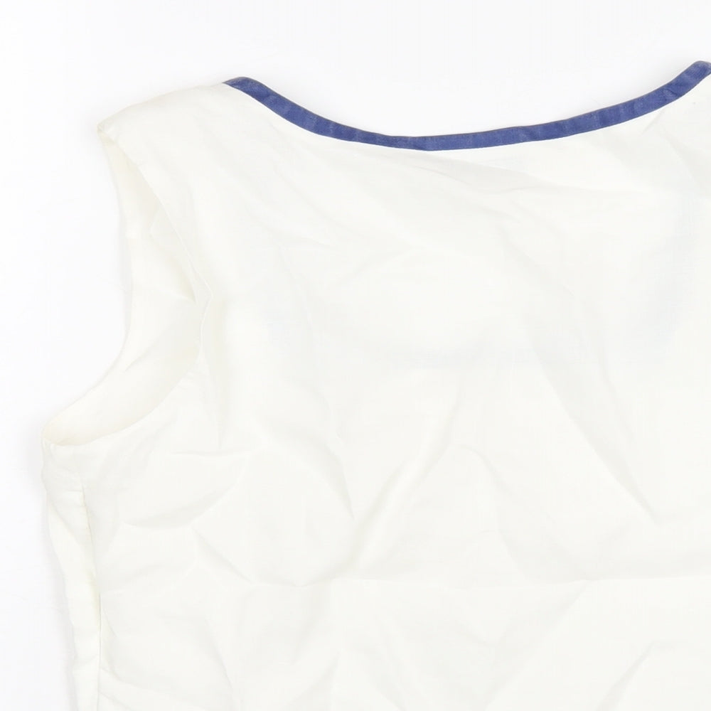 Alex & Co Womens White Ramie Basic T-Shirt Size 12 Square Neck
