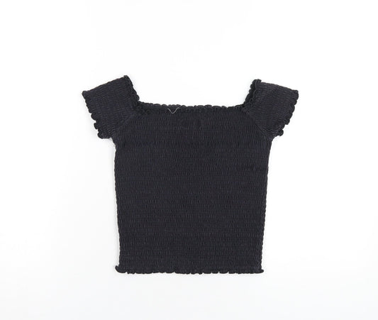 Hollister Womens Black Cotton Basic T-Shirt Size M Square Neck