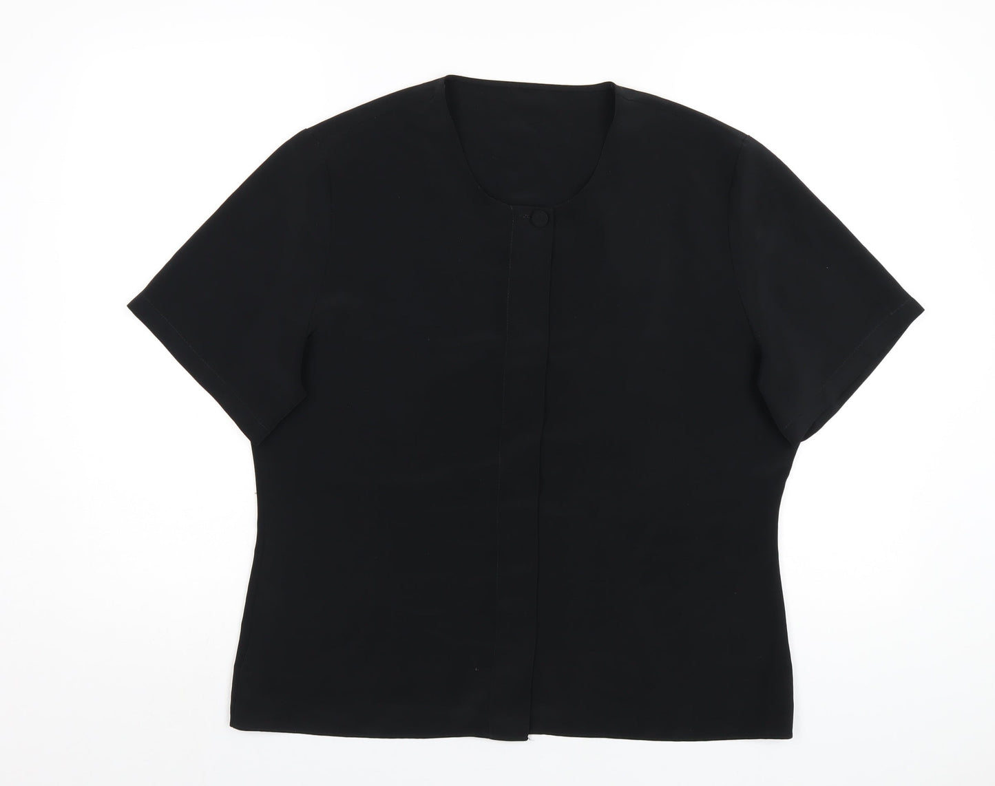 St Michael Womens Black Polyester Basic T-Shirt Size 16 Round Neck
