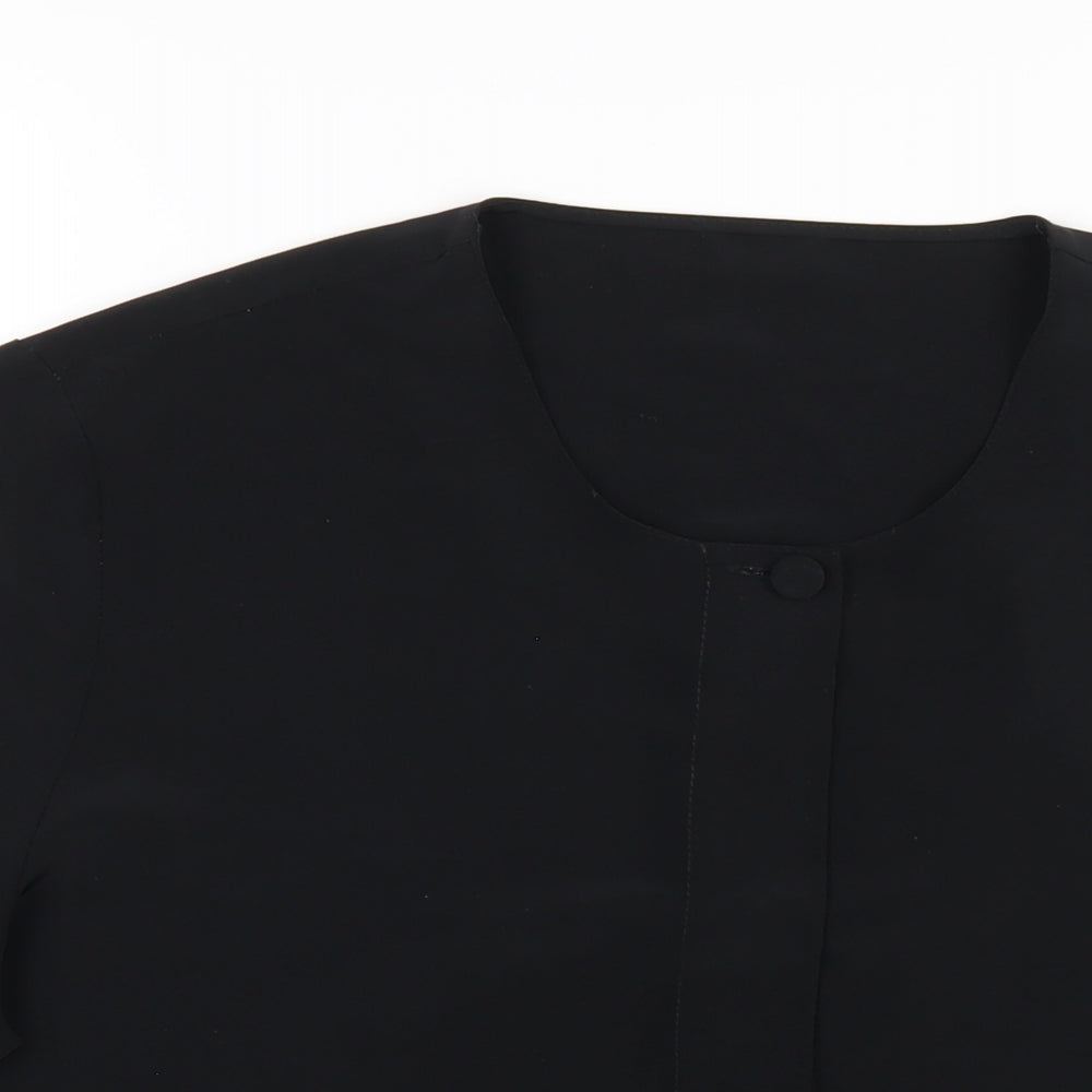 St Michael Womens Black Polyester Basic T-Shirt Size 16 Round Neck
