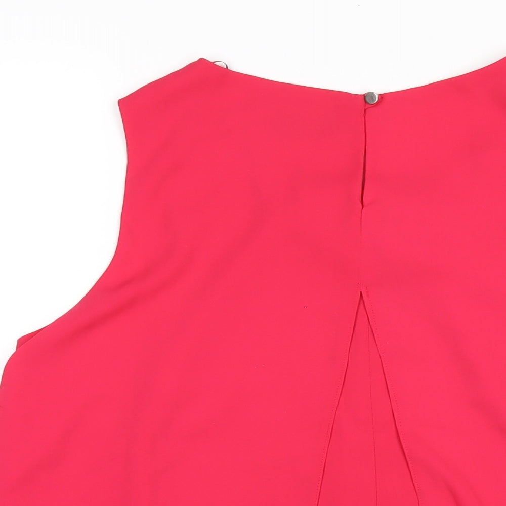 Wallis Womens Pink Polyester Basic Tank Size 14 Round Neck