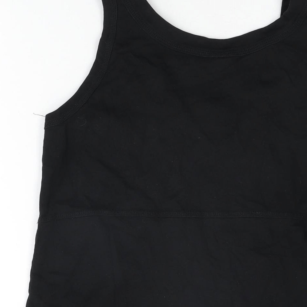 Brand and care label for Cecil women’s black cotton basic tank, size L, round neck