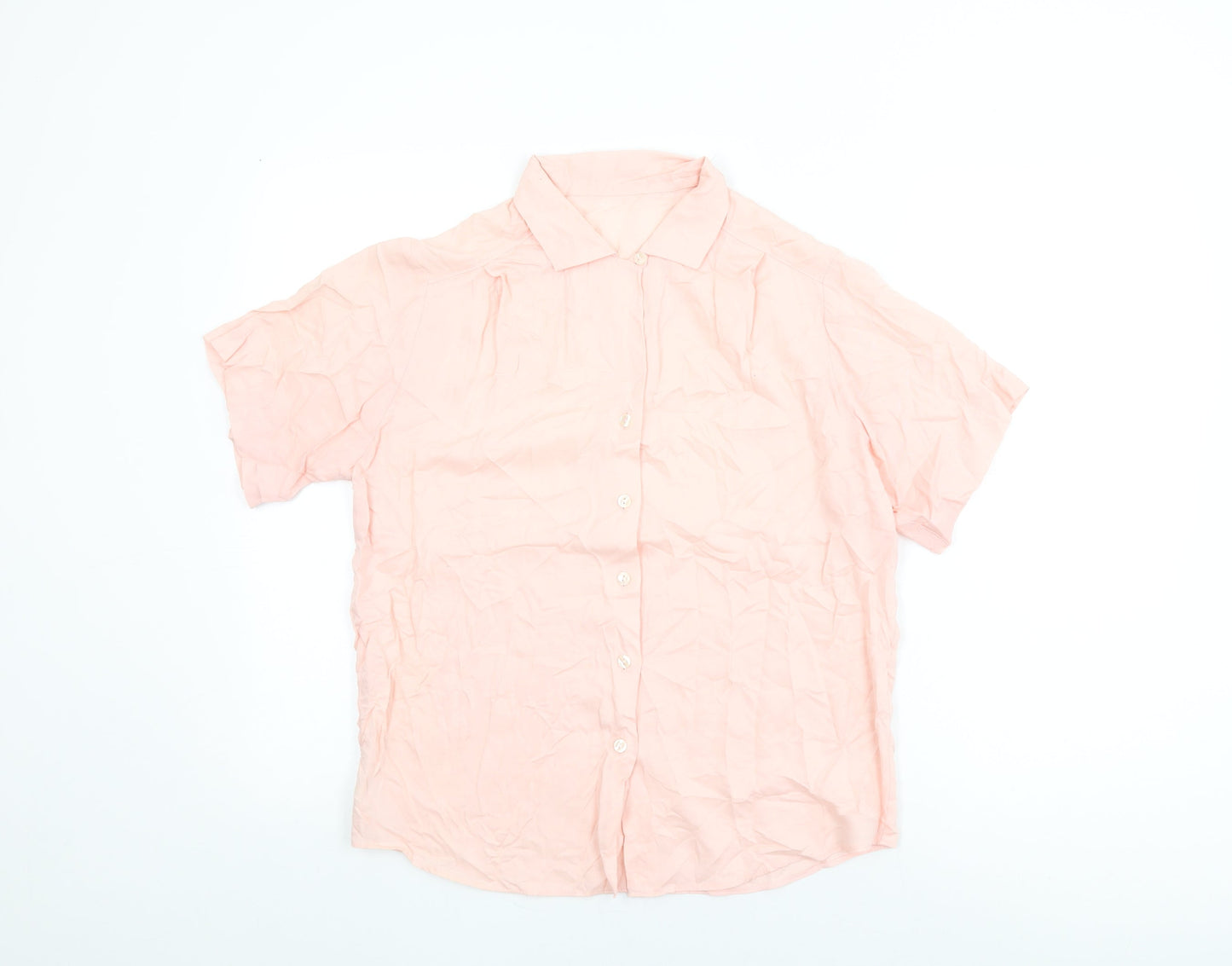 St Michael Womens Pink Viscose Basic Button-Up Size 12 Collared
