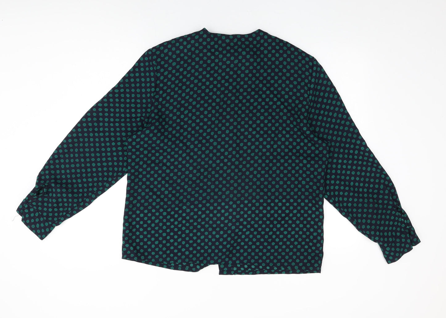 Koret Womens Blue Polka Dot Polyester Basic Button-Up Size 14 Round Neck