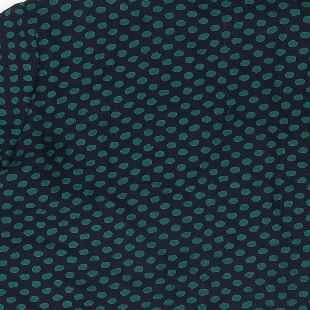 Koret Womens Blue Polka Dot Polyester Basic Button-Up Size 14 Round Neck