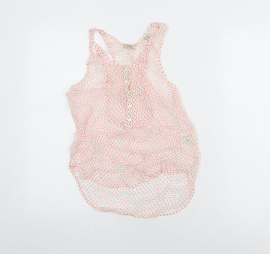 Jack Wills Womens Pink Polka Dot Viscose Basic T-Shirt Size 8 Round Neck