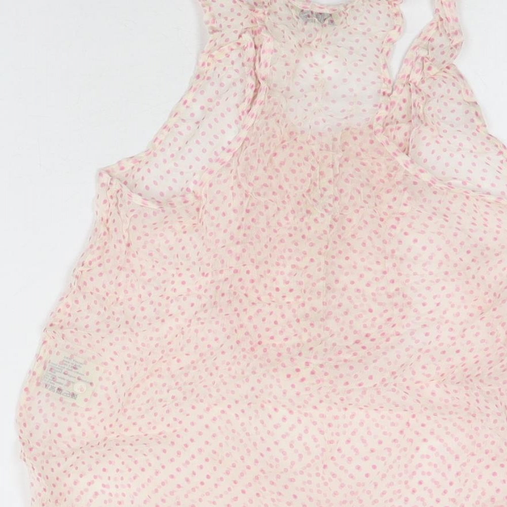 Jack Wills Womens Pink Polka Dot Viscose Basic T-Shirt Size 8 Round Neck