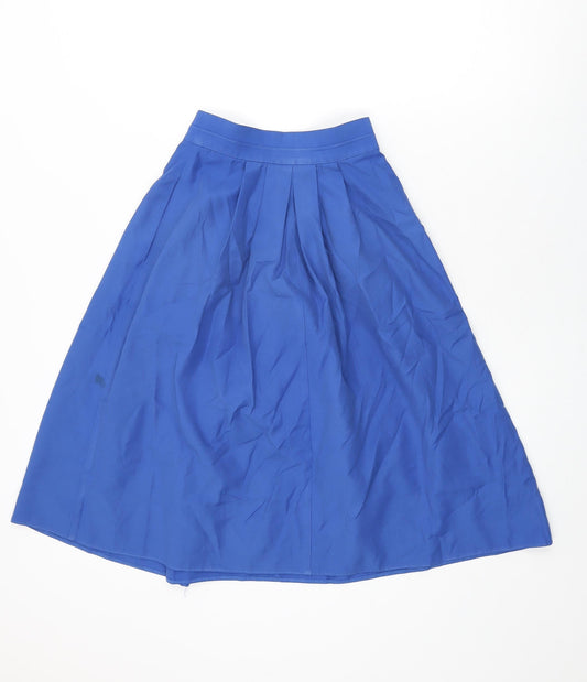 St Michael Womens Blue Polyester Swing Skirt Size 8 Button