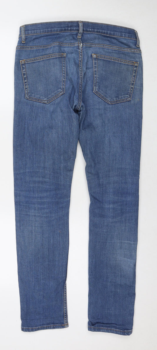 Topman Mens Blue Cotton Straight Jeans Size 30 in L30 in Regular Zip