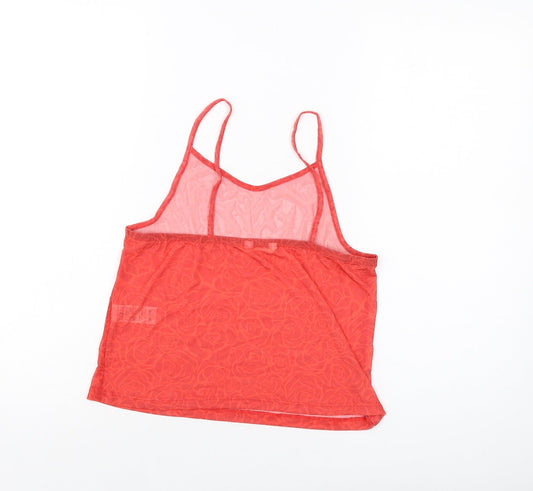 Candy Girls Red Geometric Polyester Basic Tank Size 13 Years Square Neck Pullover