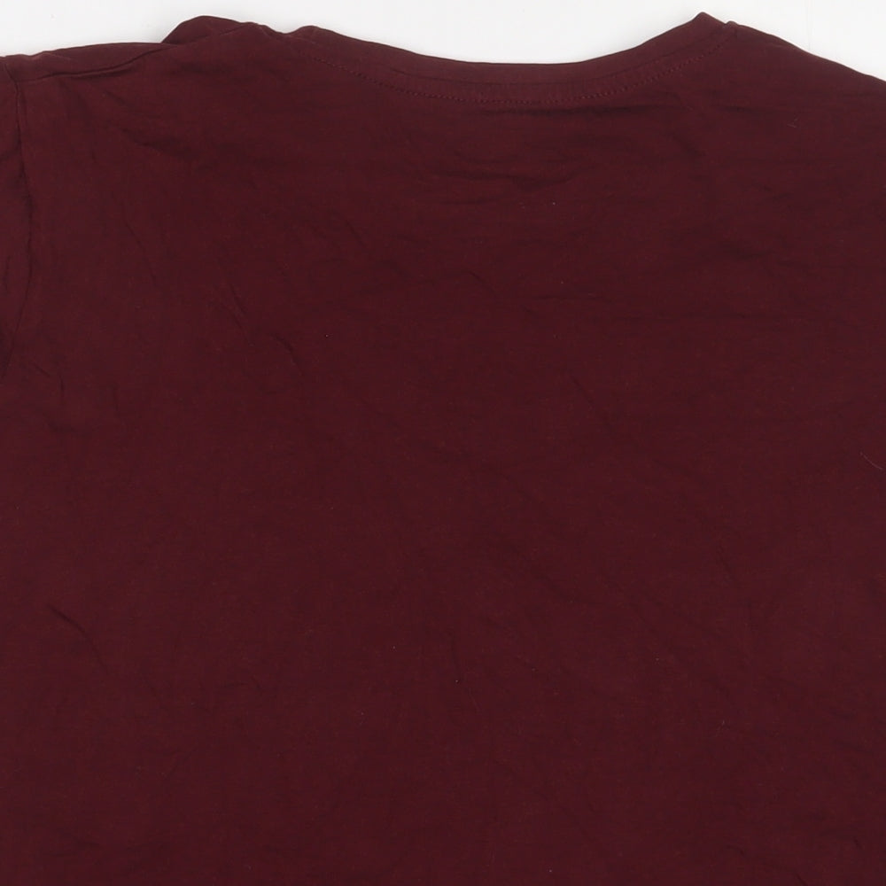 Twisted Soul Womens Red Cotton Basic T-Shirt Size M Crew Neck