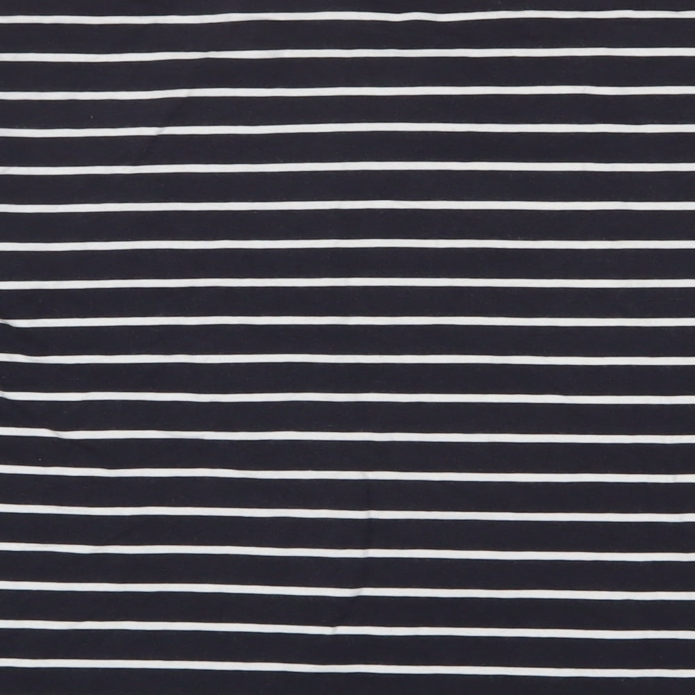 French Connection Womens Blue Striped Cotton Basic T-Shirt Size XL Boat Neck