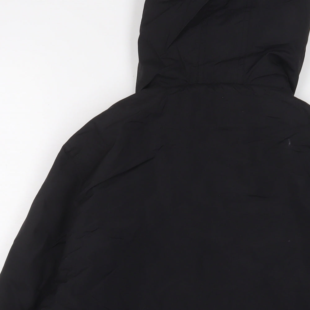Brand and care label for benzini boys’ black jacket coat, size 13-14, years zip - logo, embroidered