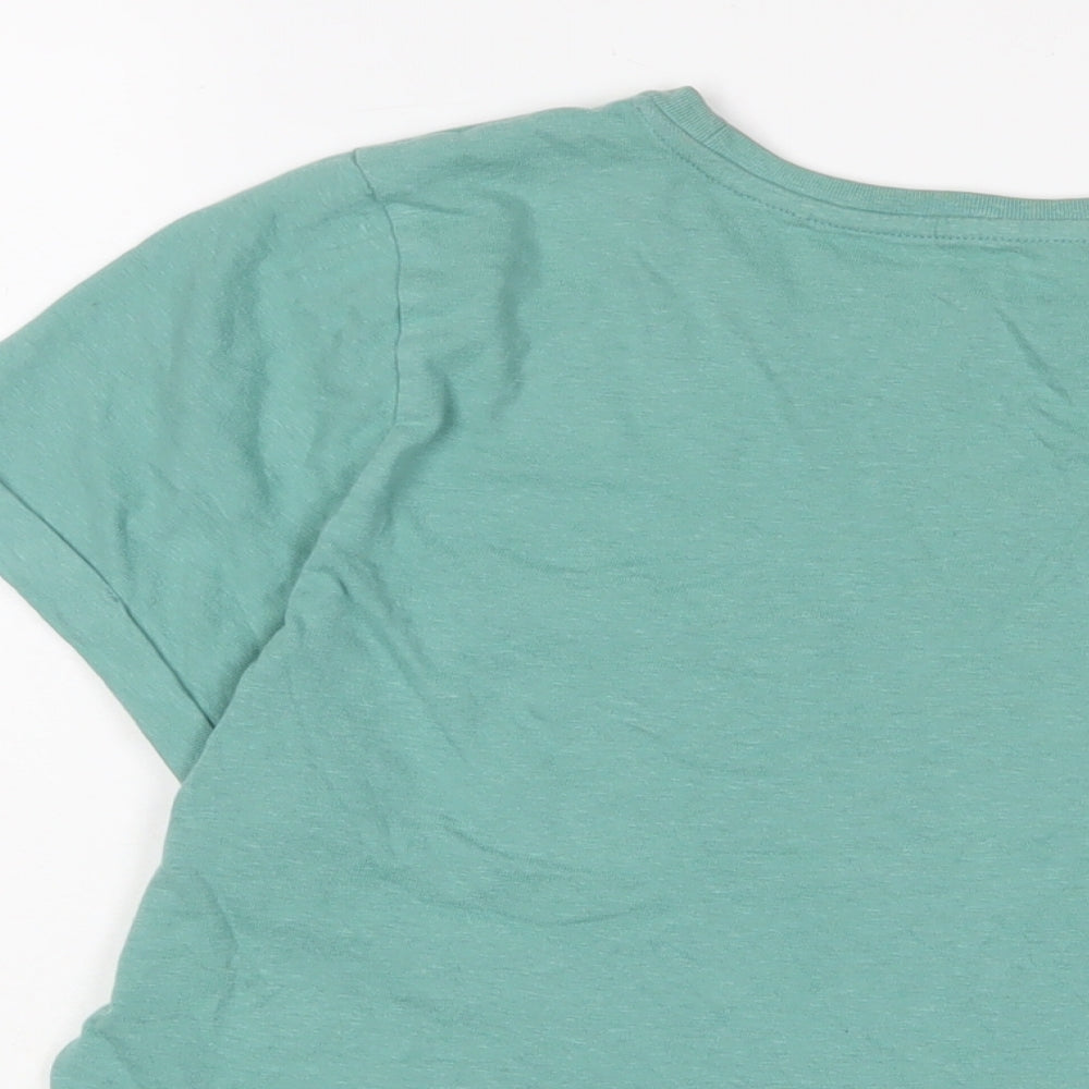 Levi's Womens Green Cotton Cropped T-Shirt Size M Crew Neck - Logo, Embroidered