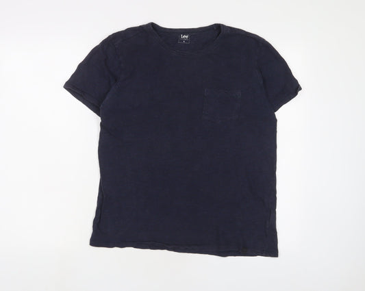 Lee Womens Blue Cotton Basic T-Shirt Size M Crew Neck