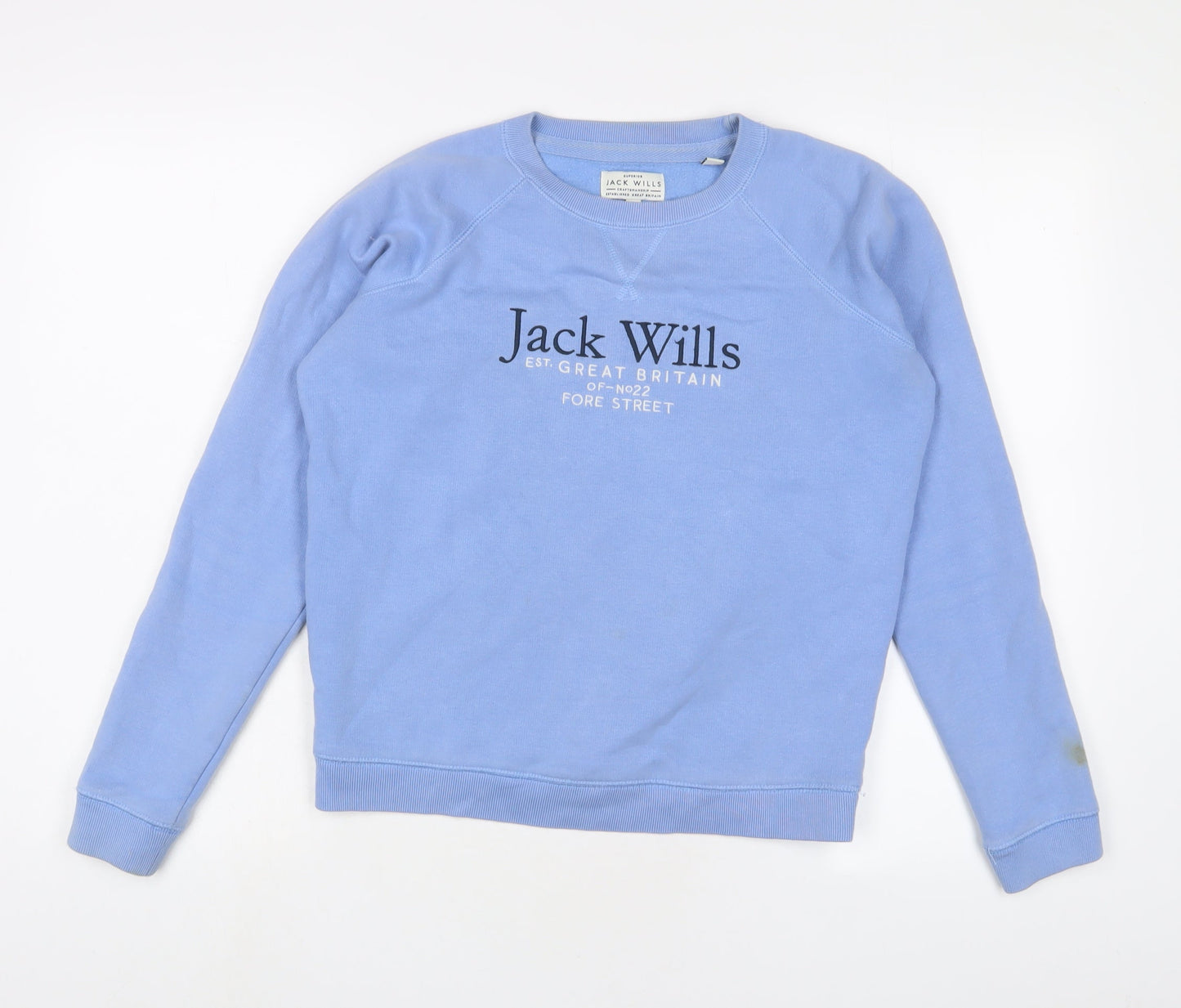 Jack Wills Womens Blue Cotton Pullover Sweatshirt Size 6 Pullover - Logo, Embroidered