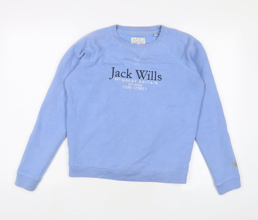 Womens UK 6 Regular Jack Wills Blue Pullover Sweatshirt