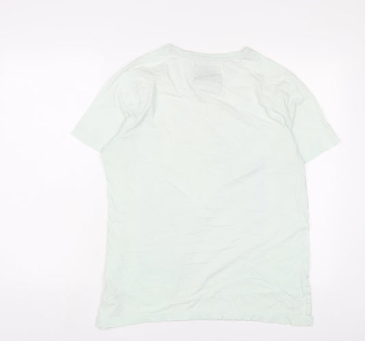 Dissident Womens Green Cotton Basic T-Shirt Size L V-Neck