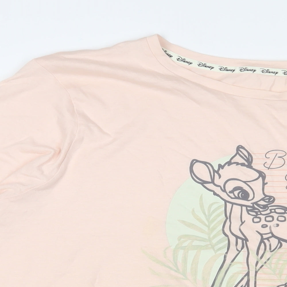 Disney Womens Pink Cotton Basic T-Shirt Size 20 Crew Neck - Bambi
