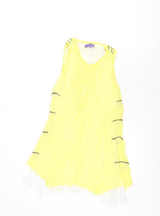 Womens UK Size 16 Autonomy Yellow Viscose T-Shirt