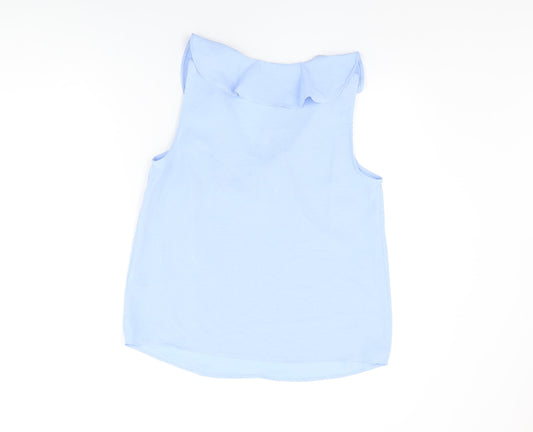 Dunnes Womens Blue Polyester Basic T-Shirt Size M V-Neck