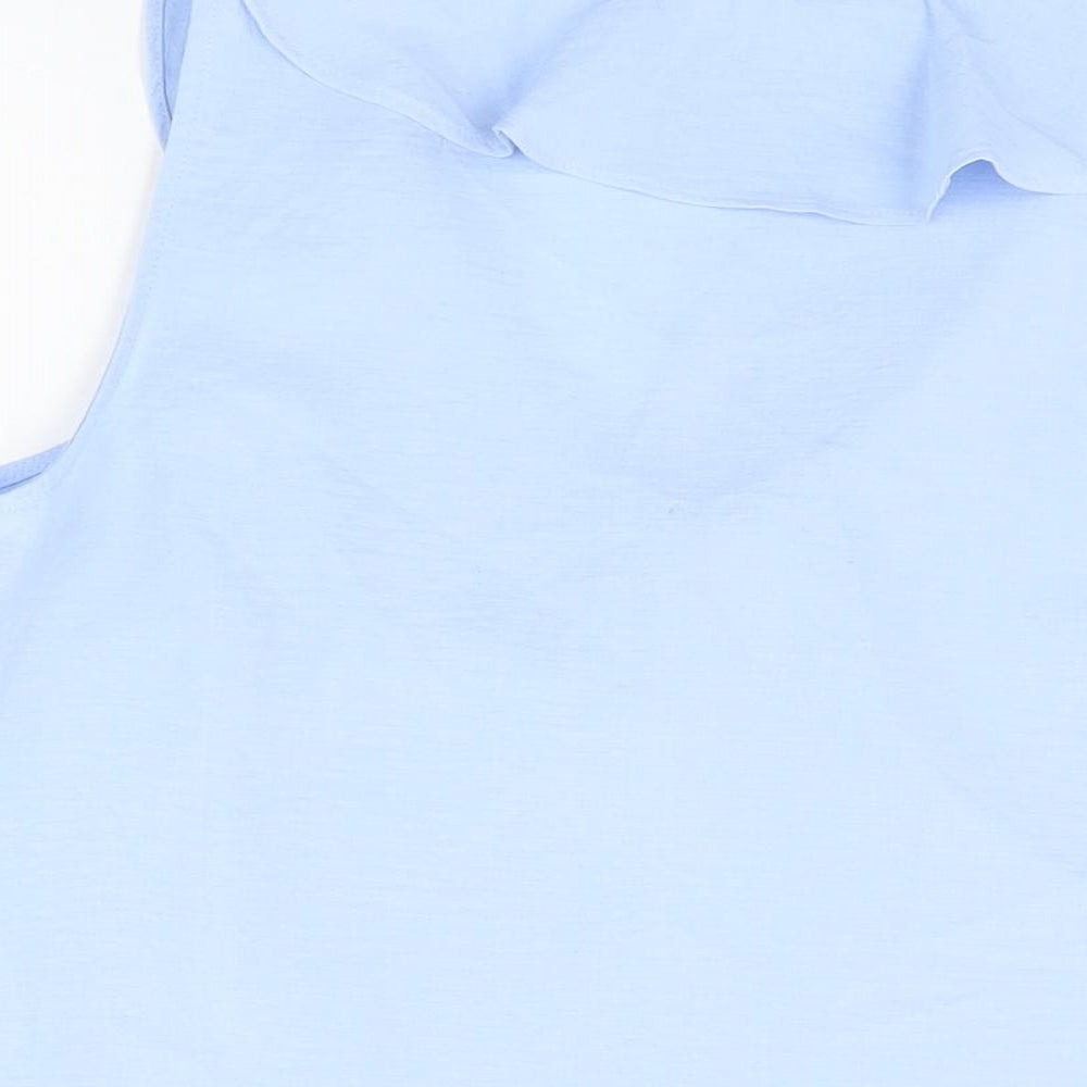 Dunnes Womens Blue Polyester Basic T-Shirt Size M V-Neck