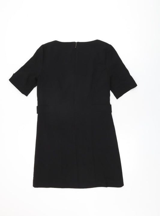 Juicy Couture Womens Black Polyester Shift Size 6 Round Neck Zip