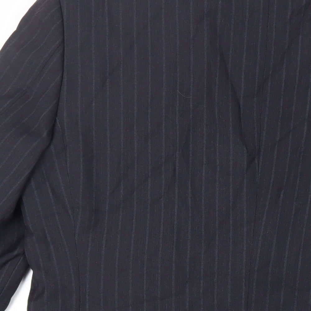 Marks and Spencer Mens Blue Striped Polyester Jacket Suit Jacket Size 38 Regular