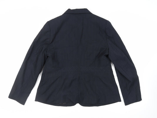 BHS Womens Blue Striped Jacket Blazer Size 18 Button