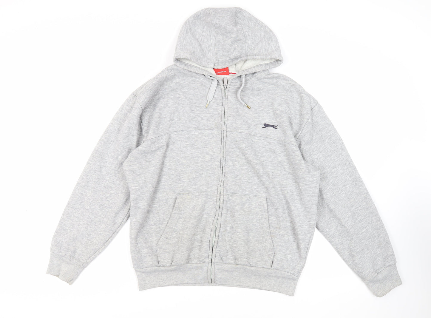 Slazenger Mens Grey Polyester Full Zip Hoodie Size L - Logo Pockets
