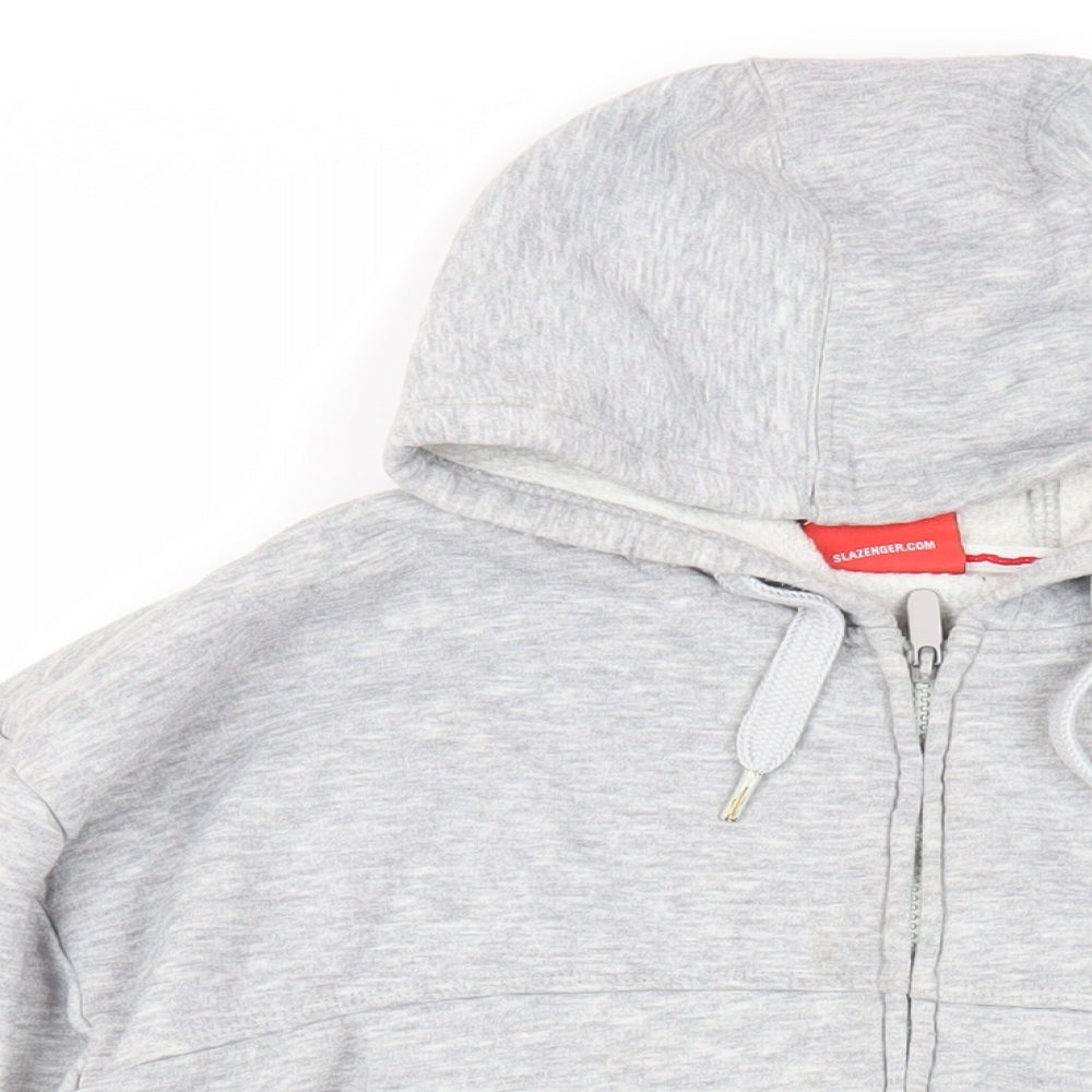 Slazenger Mens Grey Polyester Full Zip Hoodie Size L - Logo Pockets