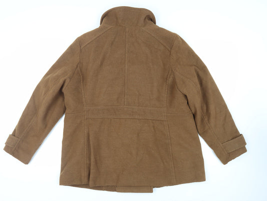 H&M Womens Brown Pea Coat Coat Size 2XL Button
