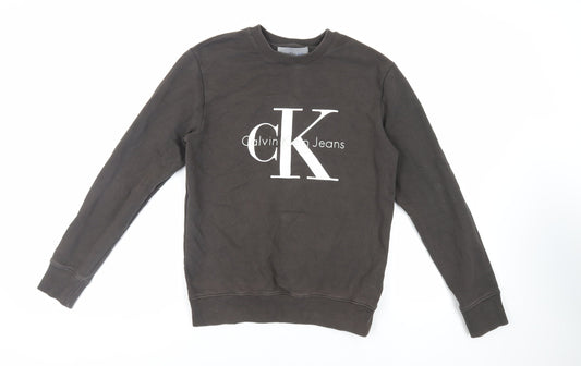 Calvin Klein Jeans Mens Green Cotton Pullover Sweatshirt Size XS - Logo