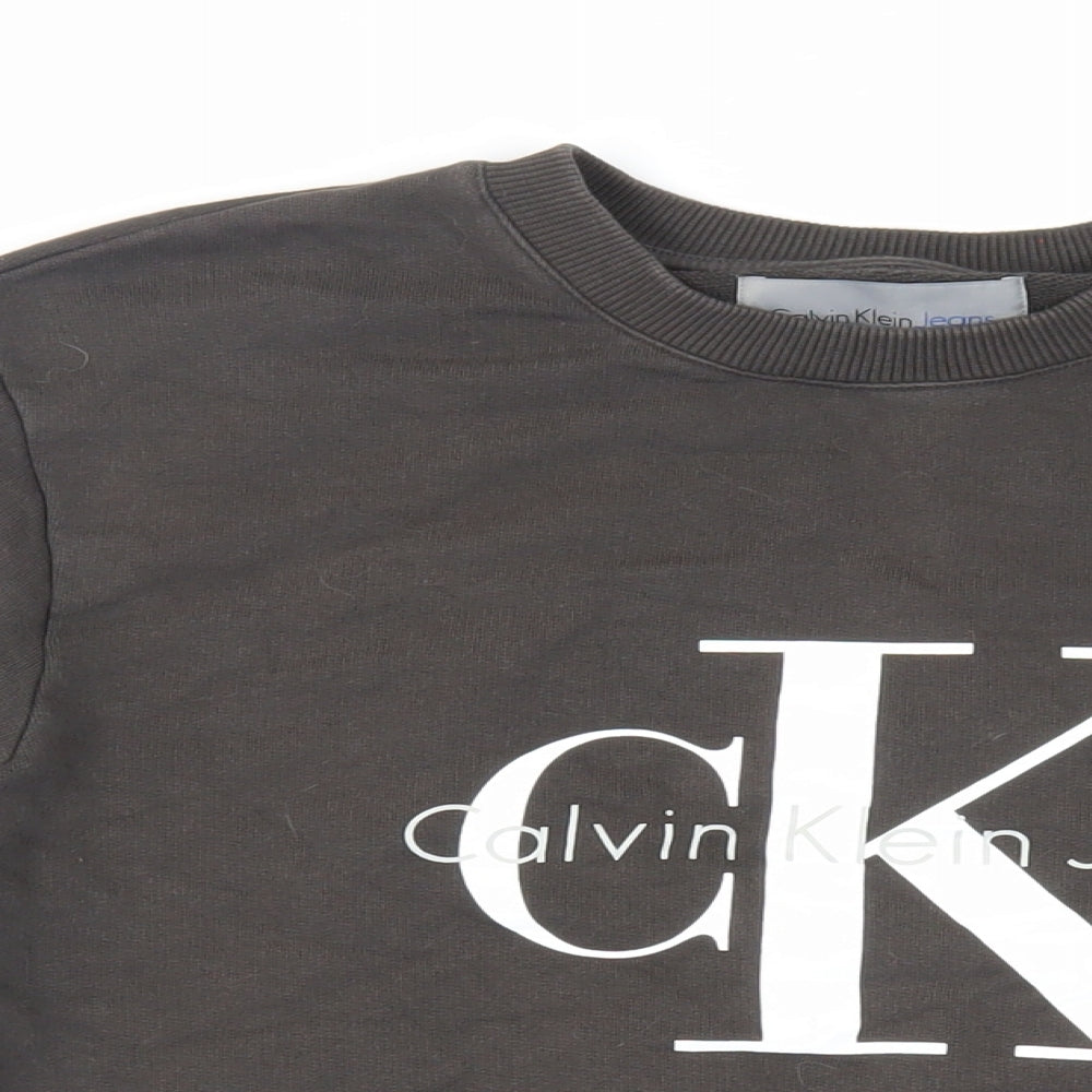 Calvin Klein Jeans Mens Green Cotton Pullover Sweatshirt Size XS - Logo