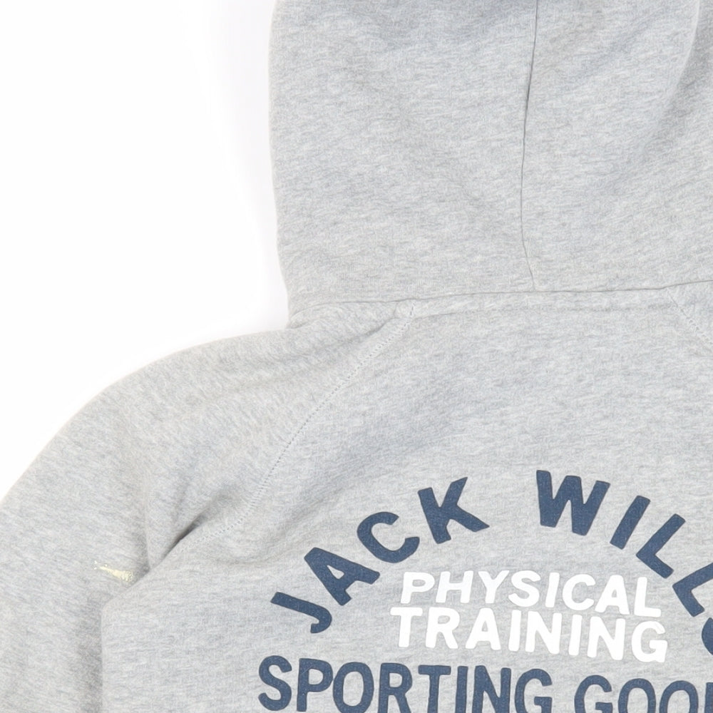 Jack Wills Womens Grey Cotton Full Zip Hoodie Size 6 Zip - Fluffy Lining